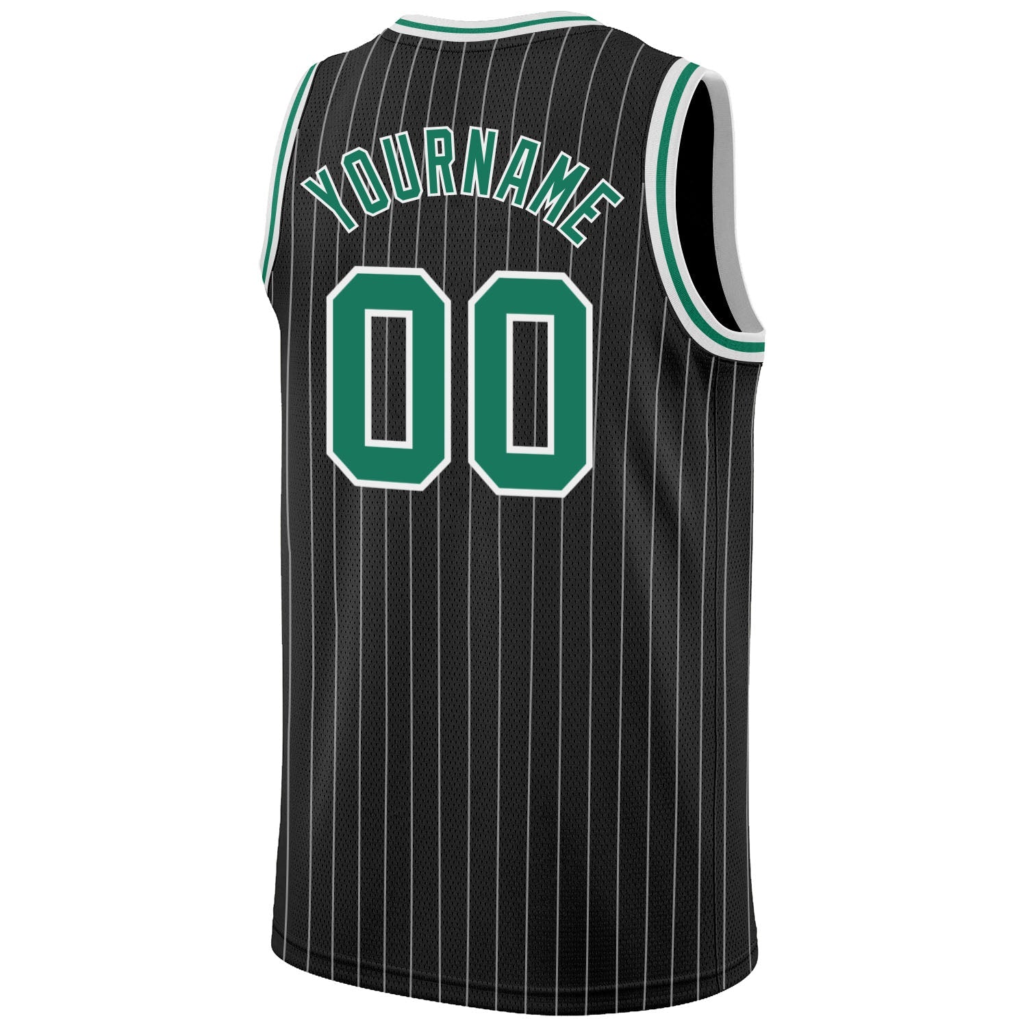 Custom Black White Pinstripe Kelly Green-White Authentic Basketball Jersey - Sky-Custom
