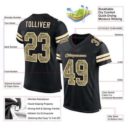 Custom Black Camo-Cream Mesh Authentic Salute To Service Football Jersey - Sky-Custom