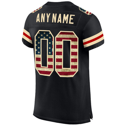 Custom Black Vintage USA Flag-Cream Mesh Authentic Football Jersey - Sky-Custom