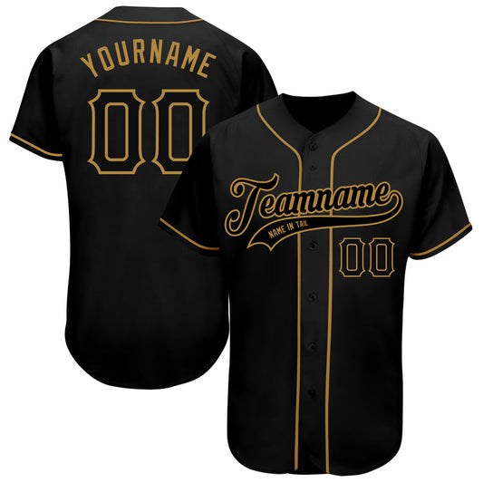 Custom Black Black-Old Gold Authentic Baseball Jersey - Sky-Custom