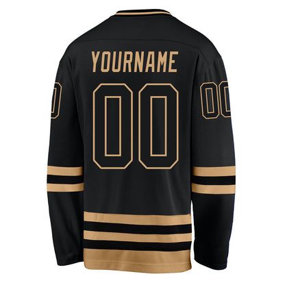 Custom Black Black-Old Gold Hockey Jersey - Sky-Custom