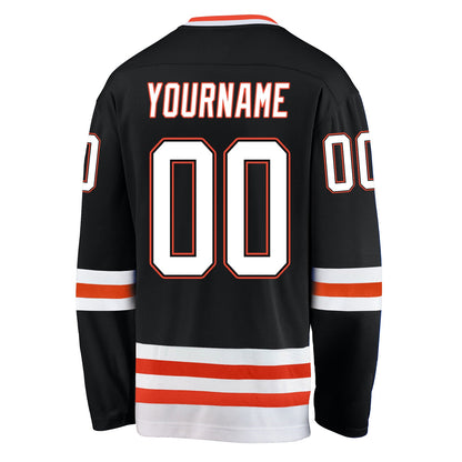 Custom Black White-Orange Hockey Jersey - Sky-Custom