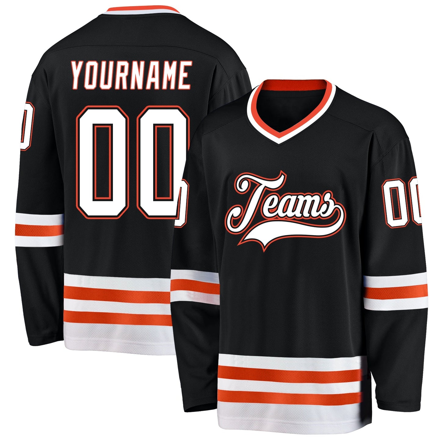 Custom Black White-Orange Hockey Jersey - Sky-Custom