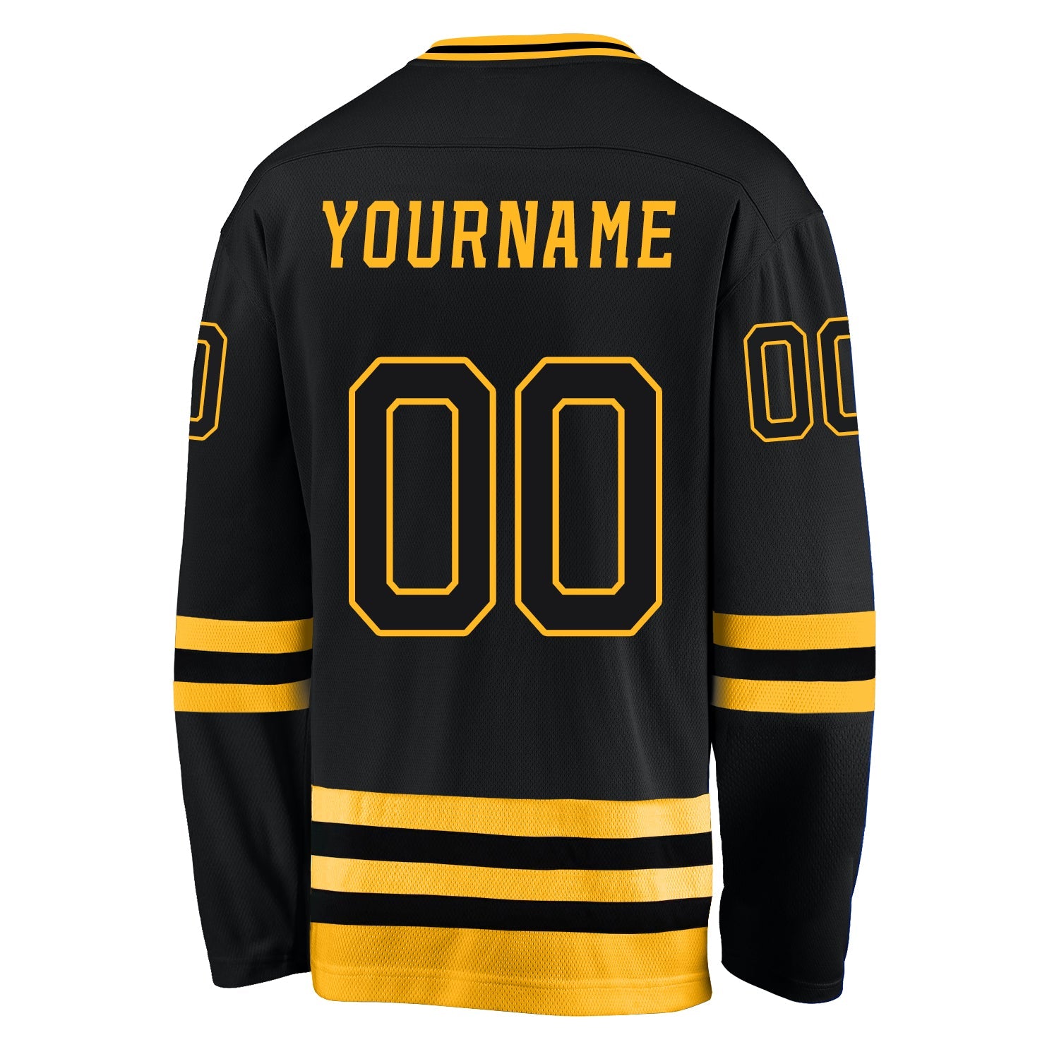 Custom Black Black-Gold Hockey Jersey - Sky-Custom