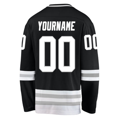 Custom Black White-Gray Hockey Jersey - Sky-Custom