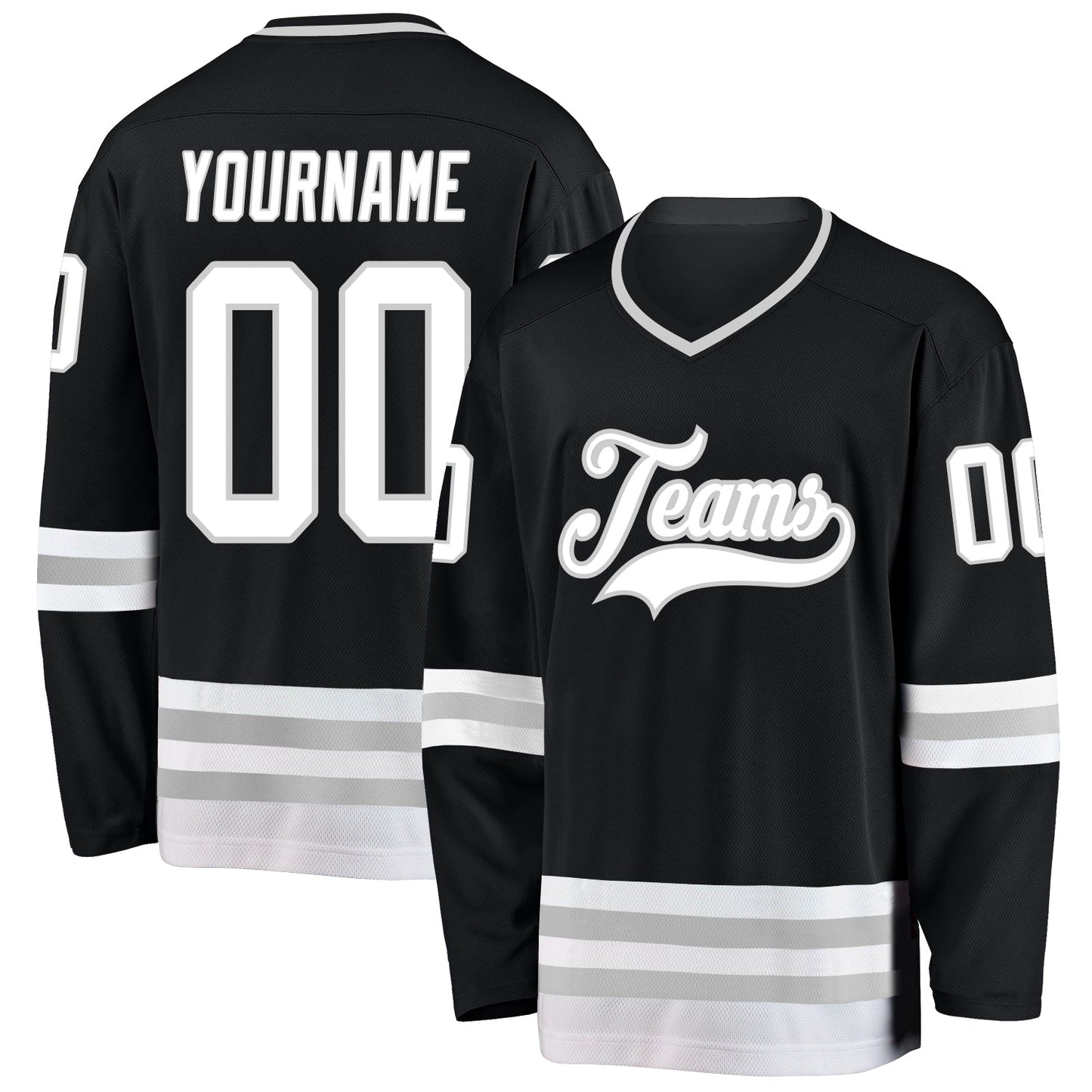 Custom Black White-Gray Hockey Jersey - Sky-Custom