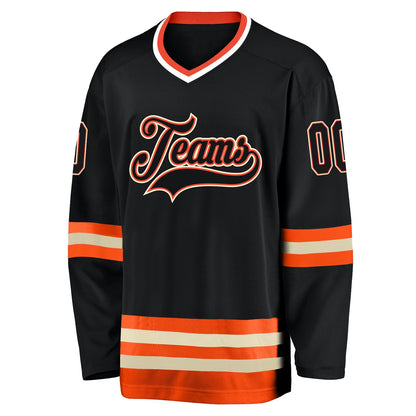 Custom Black Black-Orange Hockey Jersey - Sky-Custom
