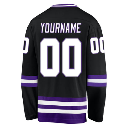 Custom Black White-Purple Hockey Jersey - Sky-Custom
