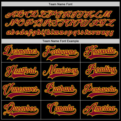 Custom Black Maroon-Gold Hockey Jersey - Sky-Custom