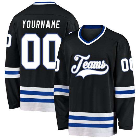 Custom Black White-Royal Hockey Jersey - Sky-Custom
