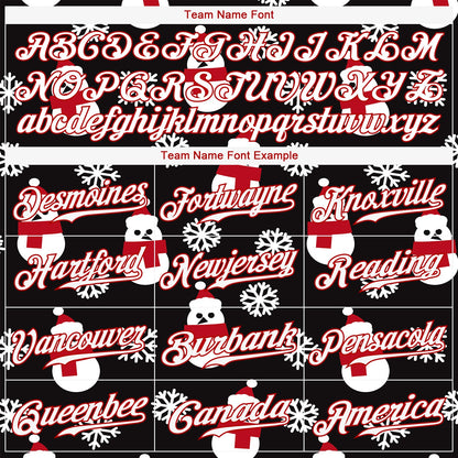 Custom Black Red-White Christmas 3D Authentic Baseball Jersey - Sky-Custom
