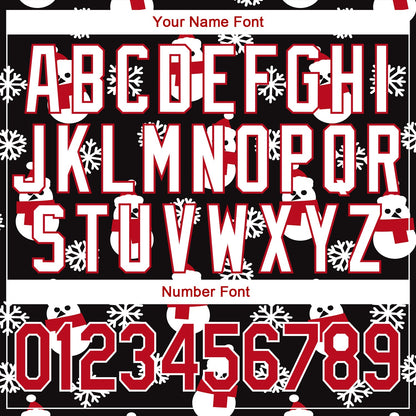 Custom Black Red-White Christmas 3D Authentic Baseball Jersey - Sky-Custom