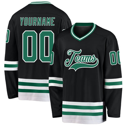 Custom Black Kelly Green-White Hockey Jersey - Sky-Custom