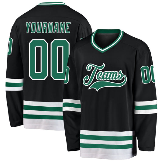Custom Black Kelly Green-White Hockey Jersey - Sky-Custom