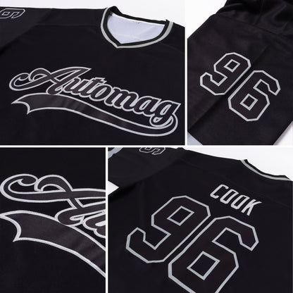 Custom Black Black-Gray Hockey Jersey - Sky-Custom