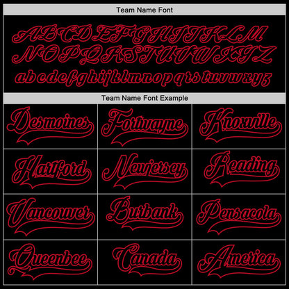 Custom Black Black-Red Hockey Jersey - Sky-Custom