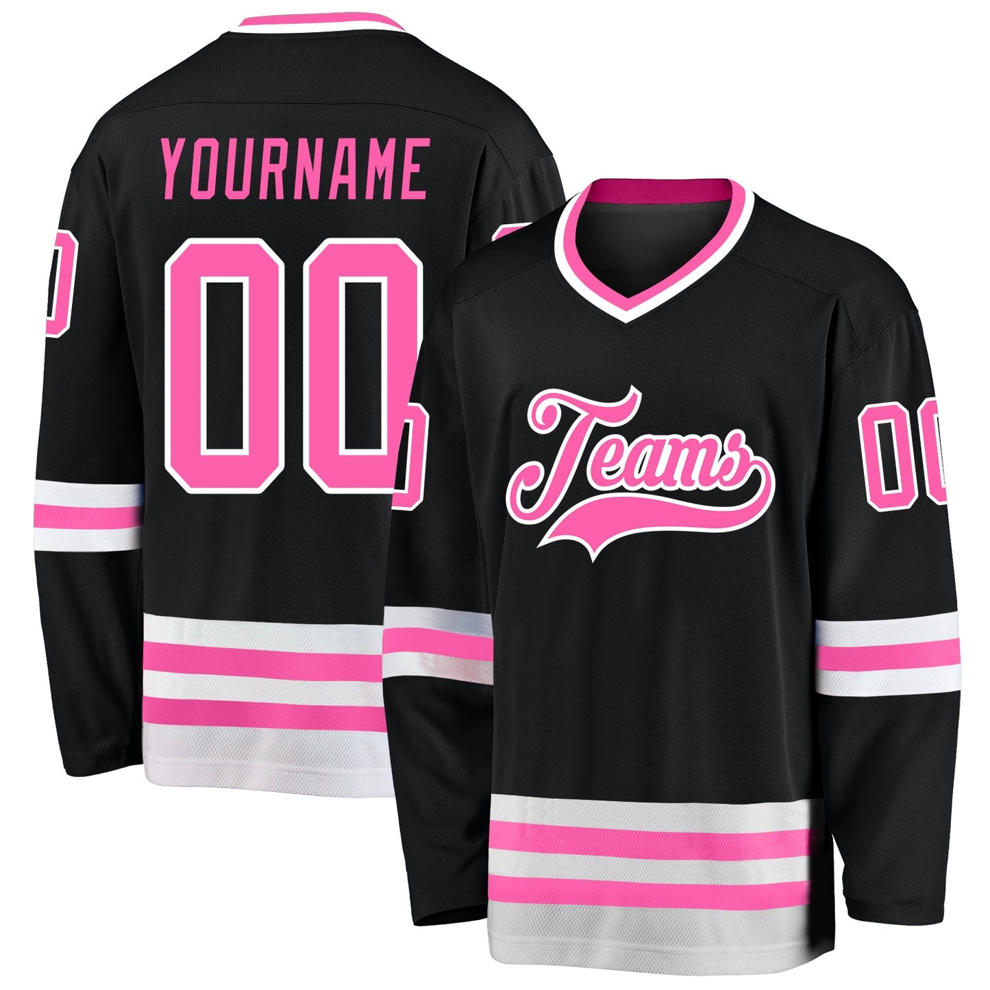 Custom Black Pink-White Hockey Jersey - Sky-Custom