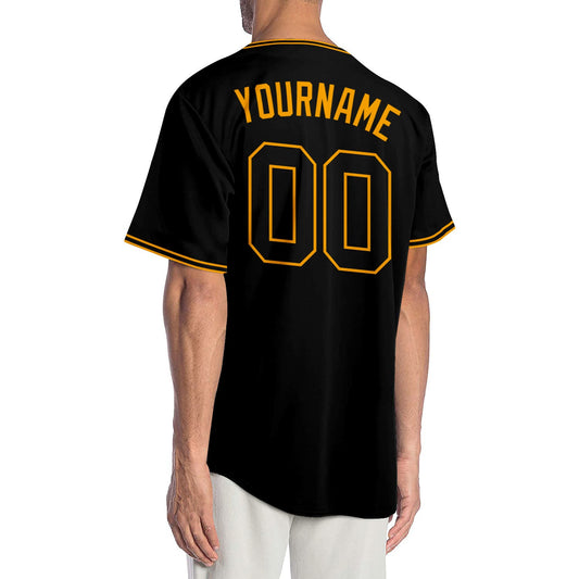 Custom Black Black-Gold Authentic Baseball Jersey - Sky-Custom