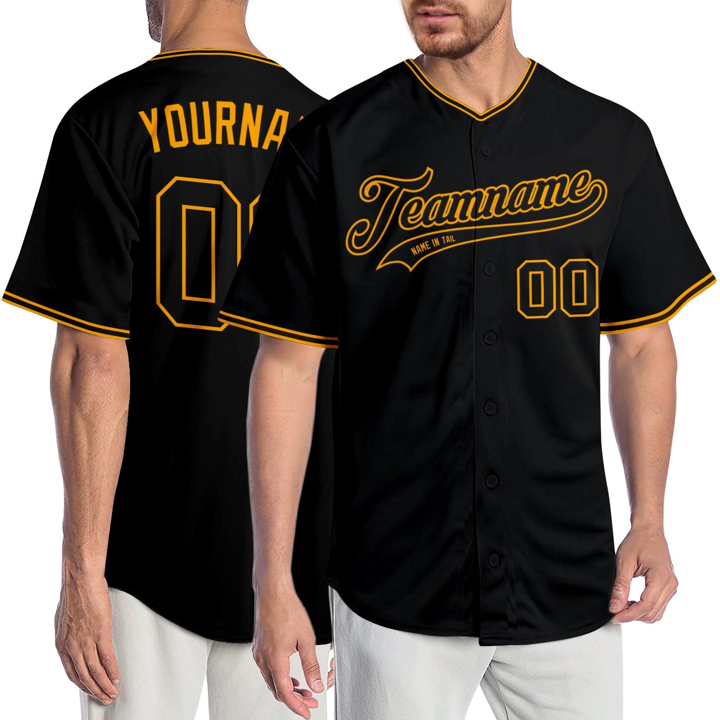 Custom Black Black-Gold Authentic Baseball Jersey - Sky-Custom