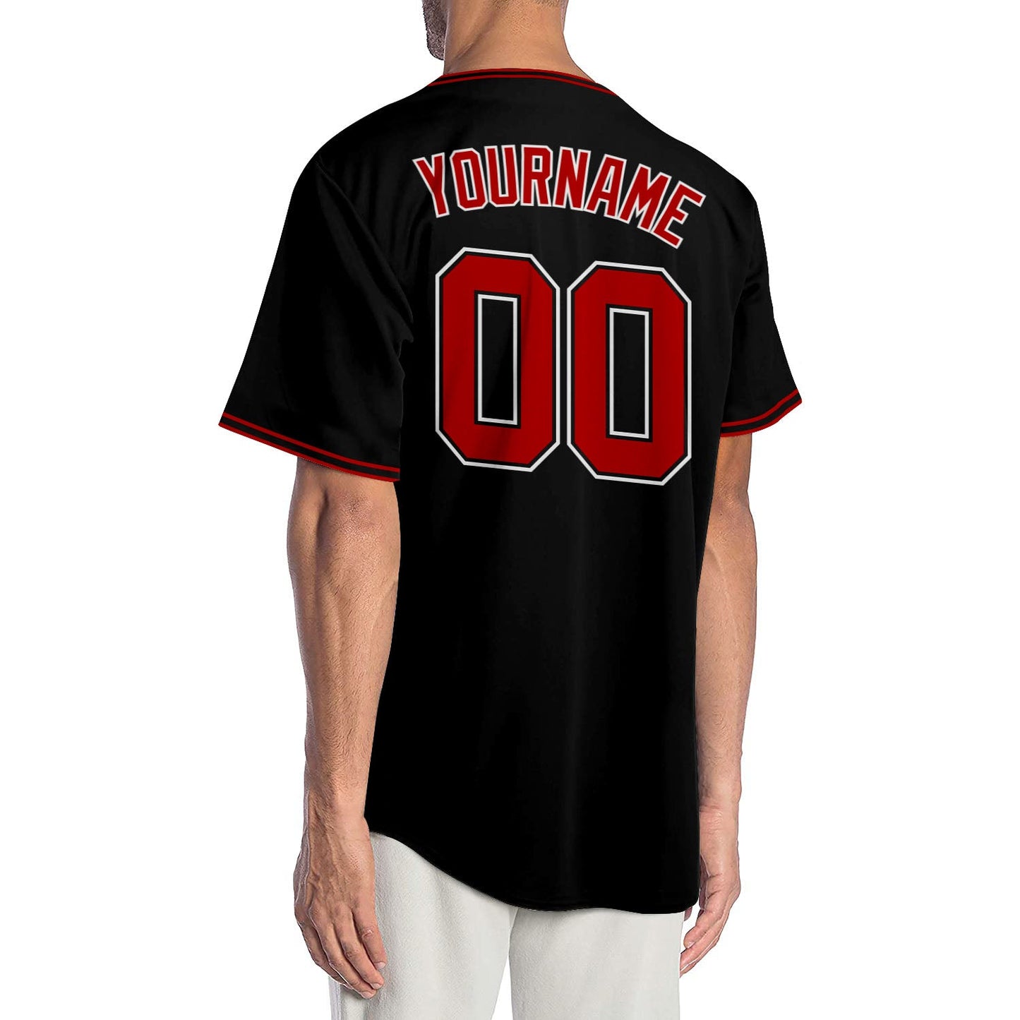 Custom Black Red-White Authentic Baseball Jersey - Sky-Custom