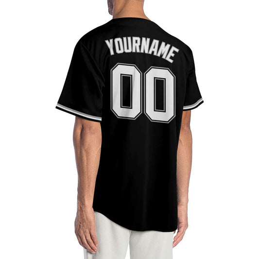 Custom Black White-Gray Authentic Baseball Jersey - Sky-Custom