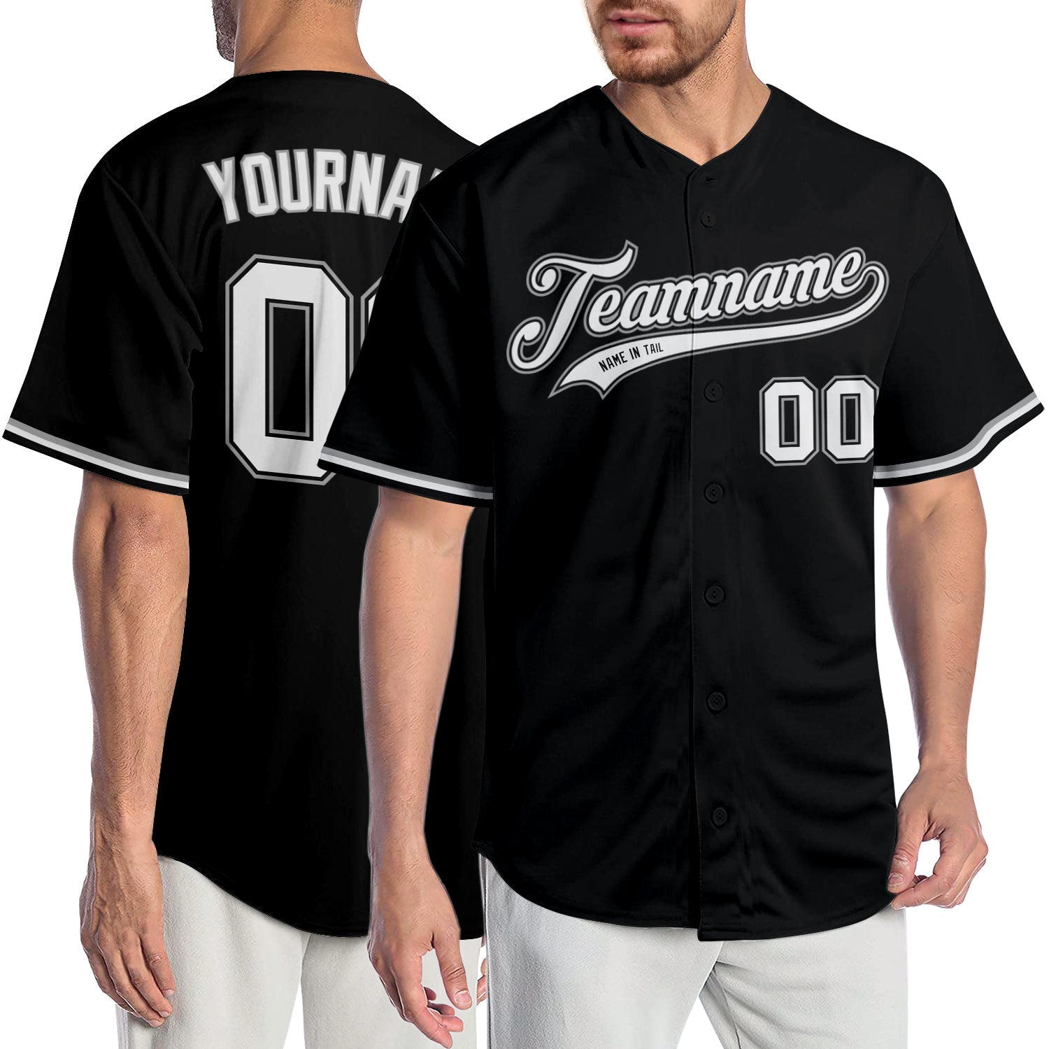 Custom Black White-Gray Authentic Baseball Jersey - Sky-Custom