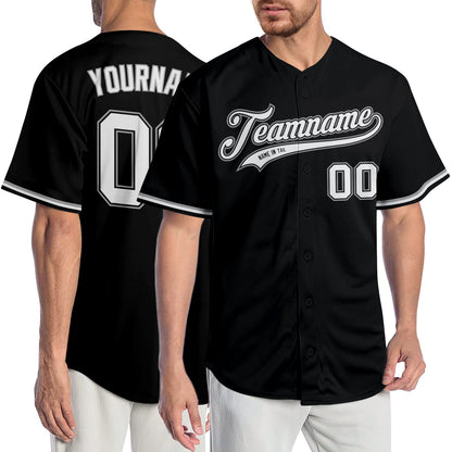 Custom Black White-Gray Authentic Baseball Jersey - Sky-Custom