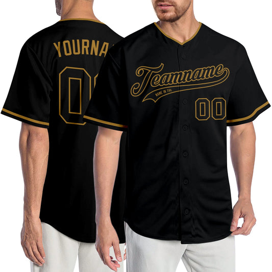 Custom Black Black-Old Gold Authentic Baseball Jersey - Sky-Custom