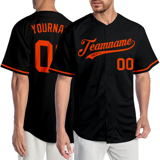Custom Black Orange Authentic Baseball Jersey - Sky-Custom