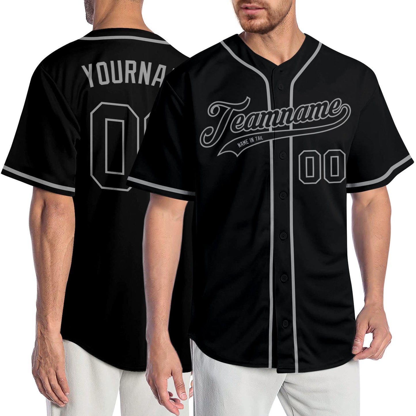 Custom Black Black-Gray Authentic Baseball Jersey - Sky-Custom