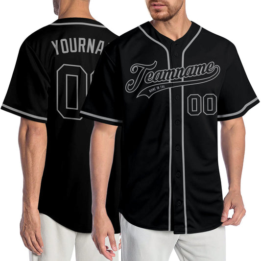 Custom Black Black-Gray Authentic Baseball Jersey - Sky-Custom