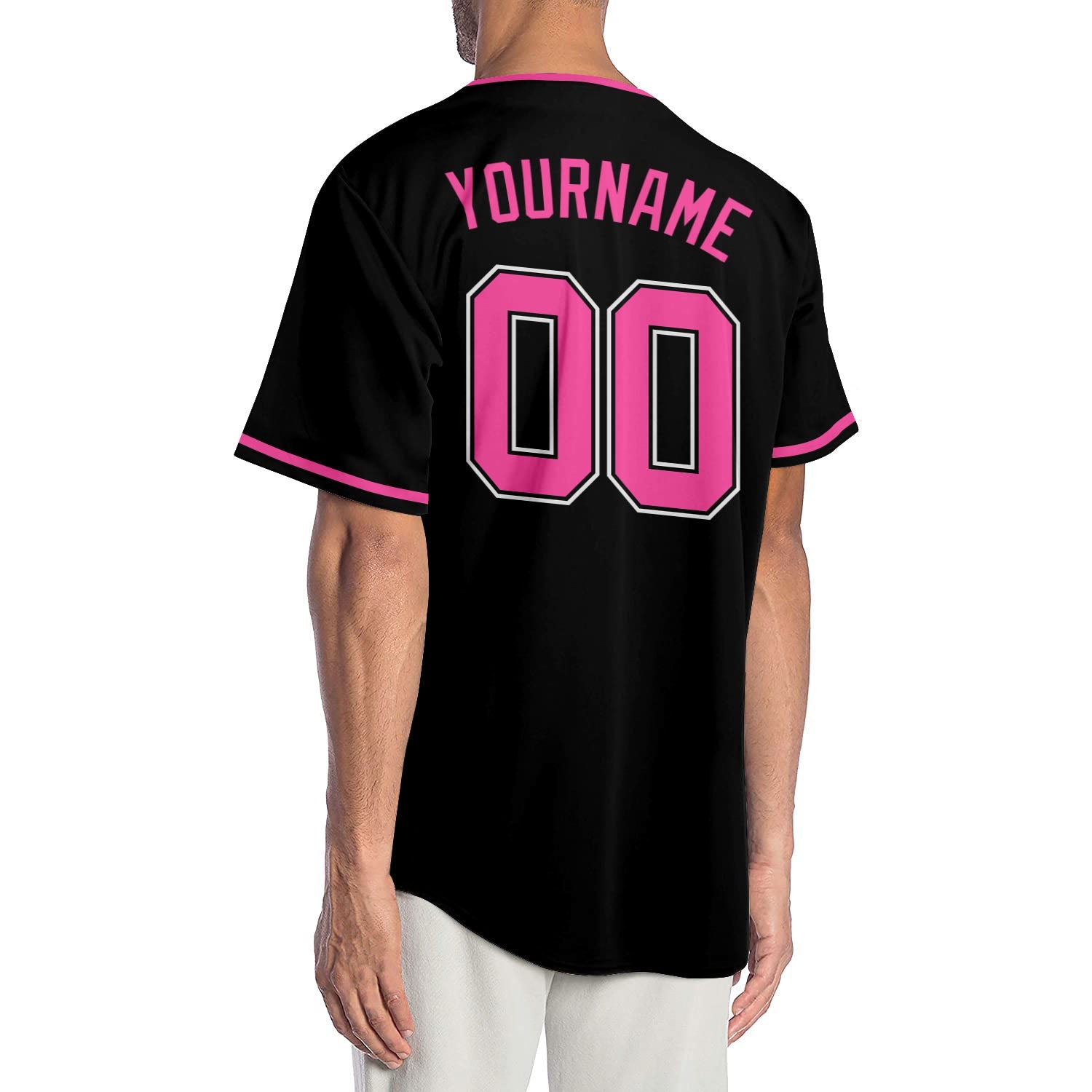 Custom Black Pink-White Authentic Baseball Jersey - Sky-Custom