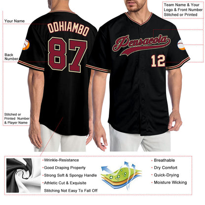 Custom Black Crimson-City Cream Authentic Baseball Jersey - Sky-Custom