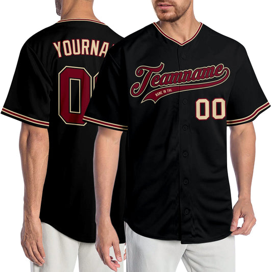 Custom Black Crimson-City Cream Authentic Baseball Jersey - Sky-Custom