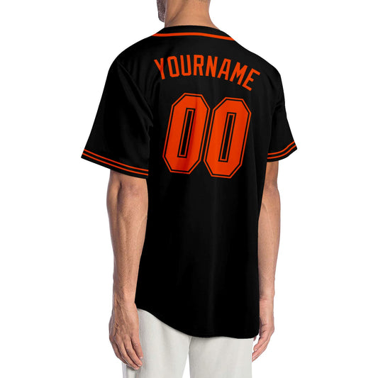 Custom Black Orange-Black Authentic Baseball Jersey - Sky-Custom
