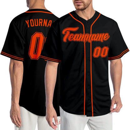 Custom Black Orange-Black Authentic Baseball Jersey - Sky-Custom
