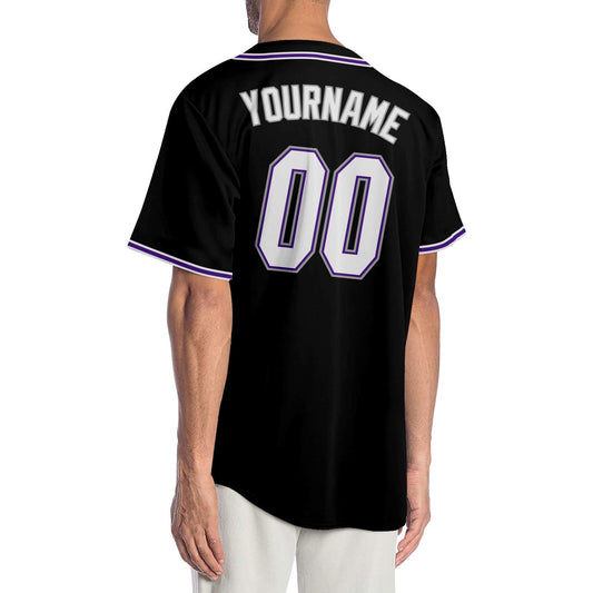 Custom Black White-Purple Authentic Baseball Jersey - Sky-Custom
