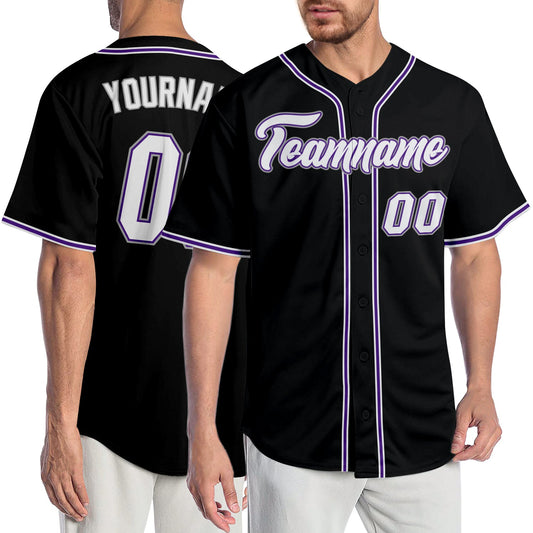 Custom Black White-Purple Authentic Baseball Jersey - Sky-Custom