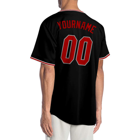 Custom Black Red-Gray Authentic Baseball Jersey - Sky-Custom