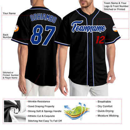 Custom Black Royal-Red Authentic Baseball Jersey - Sky-Custom
