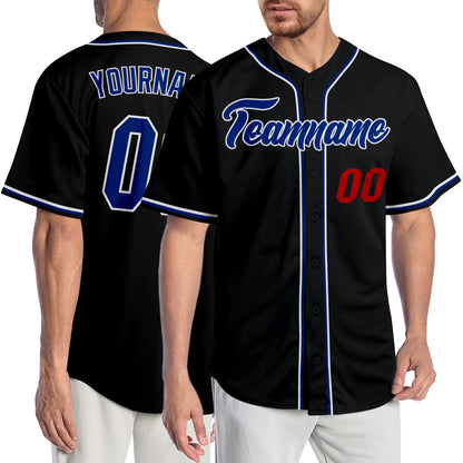 Custom Black Royal-Red Authentic Baseball Jersey - Sky-Custom
