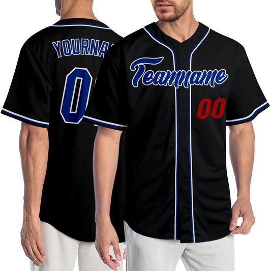 Custom Black Royal-Red Authentic Baseball Jersey - Sky-Custom