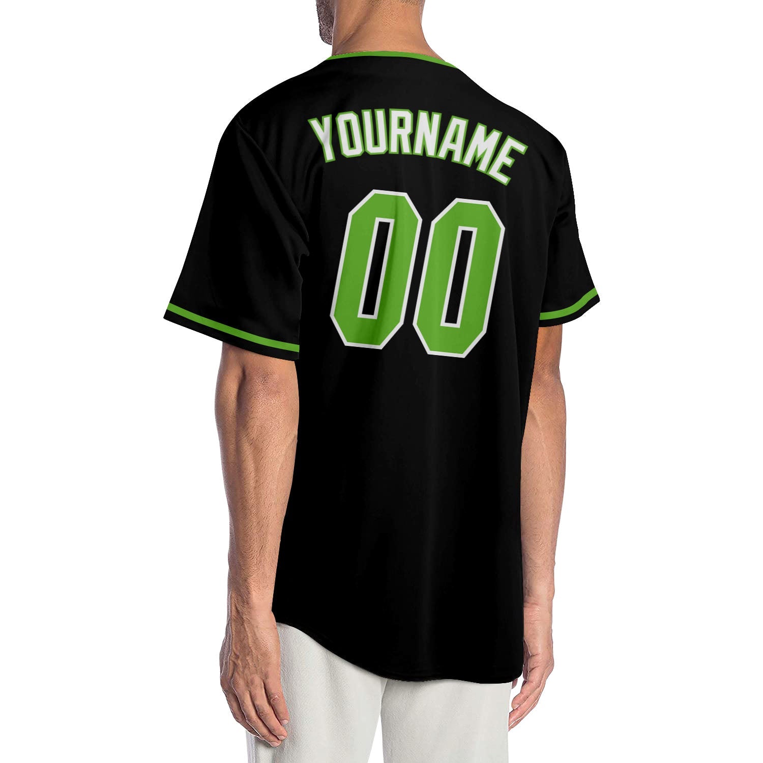 Custom Black Neon Green-White Authentic Baseball Jersey - Sky-Custom