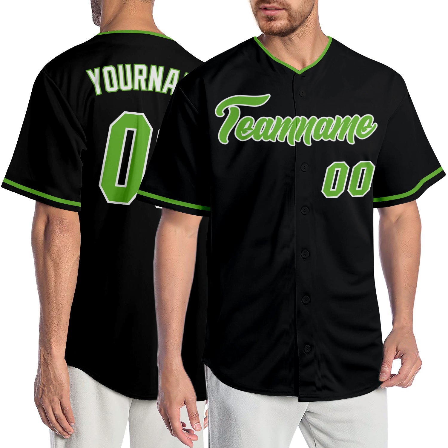 Custom Black Neon Green-White Authentic Baseball Jersey - Sky-Custom