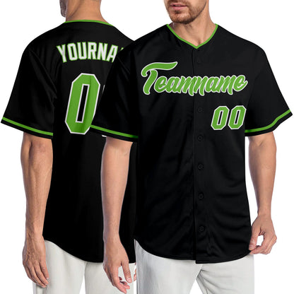 Custom Black Neon Green-White Authentic Baseball Jersey - Sky-Custom