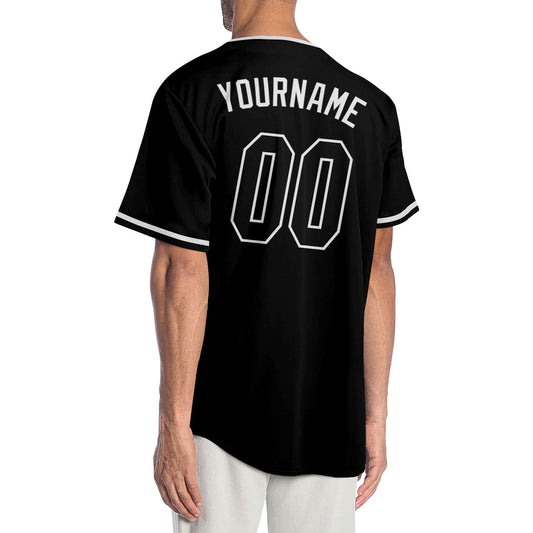 Custom Black Black-White Authentic Baseball Jersey - Sky-Custom