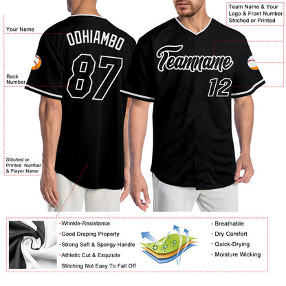 Custom Black Black-White Authentic Baseball Jersey - Sky-Custom