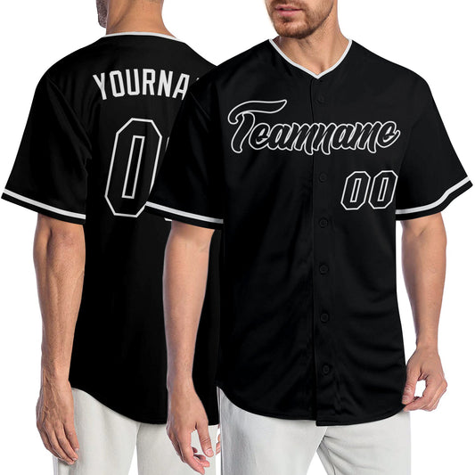 Custom Black Black-White Authentic Baseball Jersey - Sky-Custom