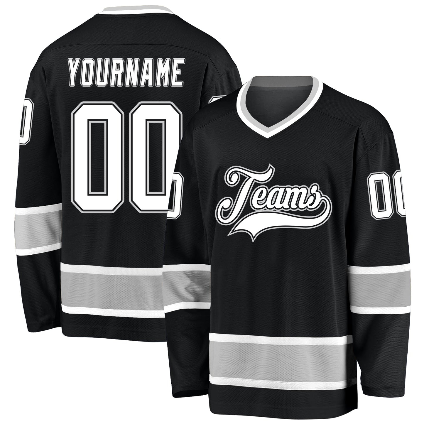 Custom Black White-Gray Hockey Jersey - Sky-Custom