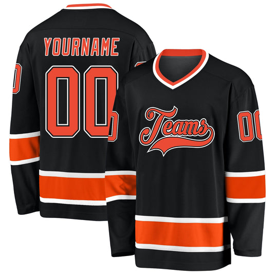 Custom Black Orange-White Hockey Jersey - Sky-Custom